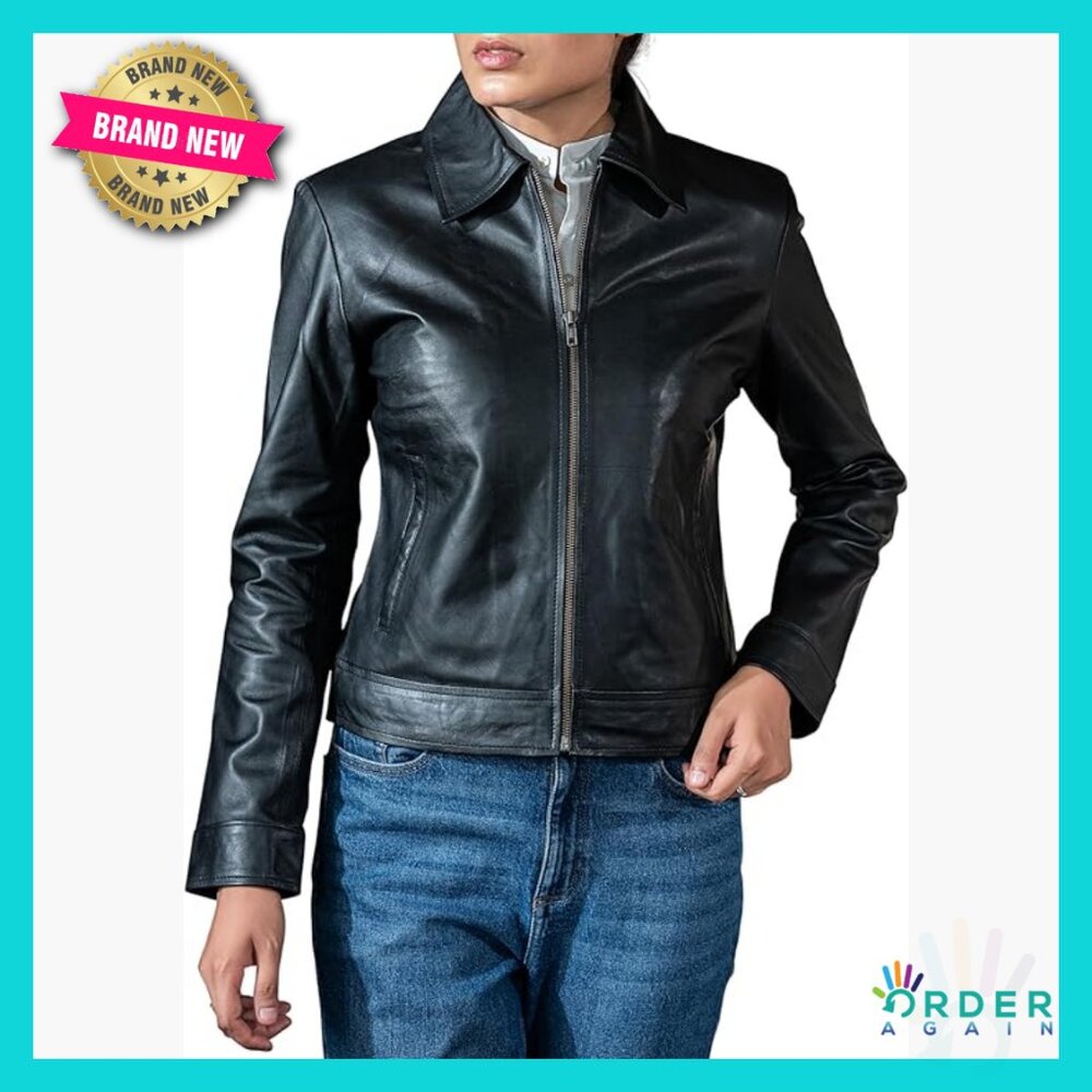 Classic Polo Collar Leather Jacket Retro Elegant Everyday Wear Premium Lambskin